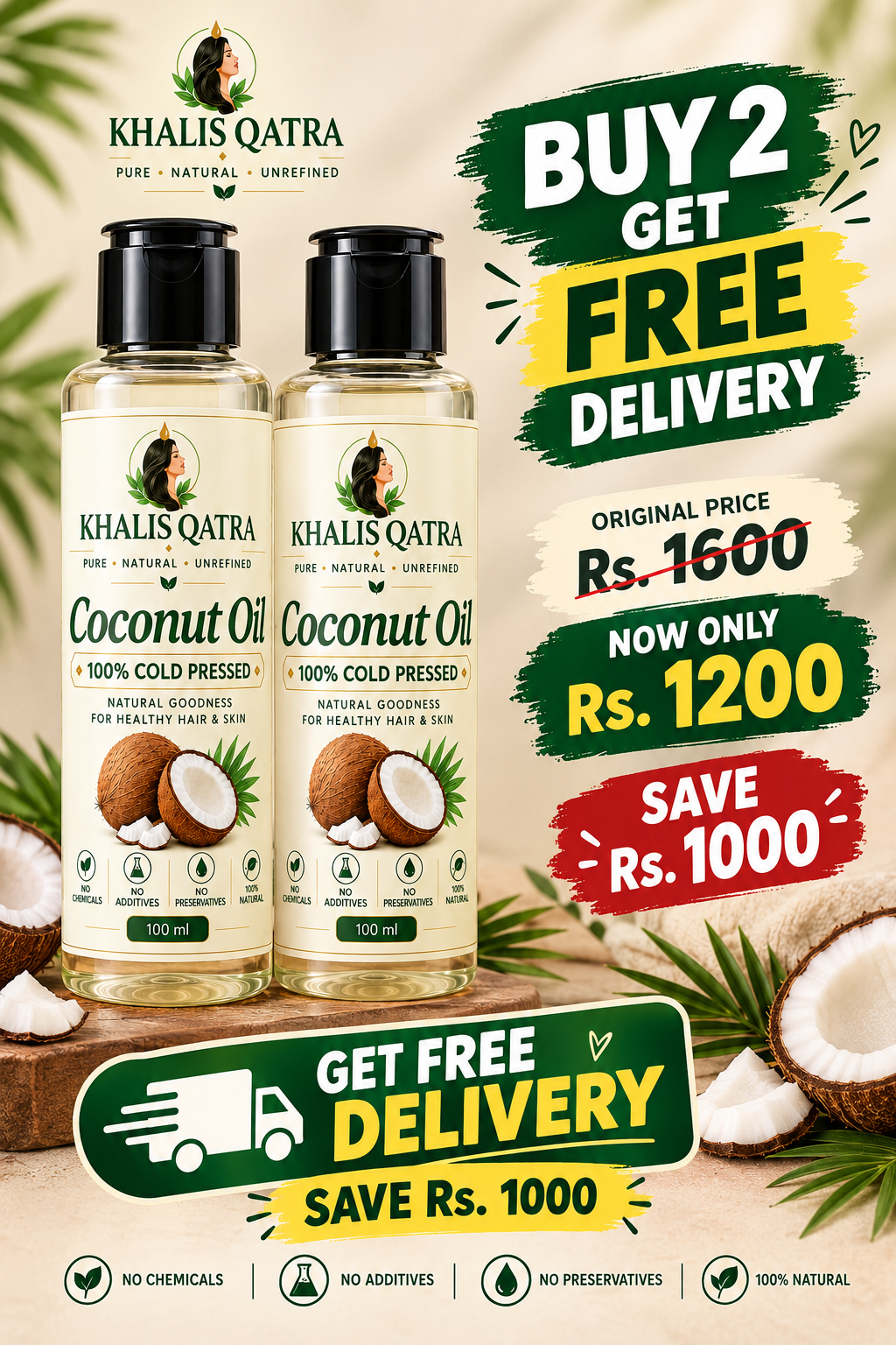 Khalis Qatra 100% Cold Pressed Coconut Oil